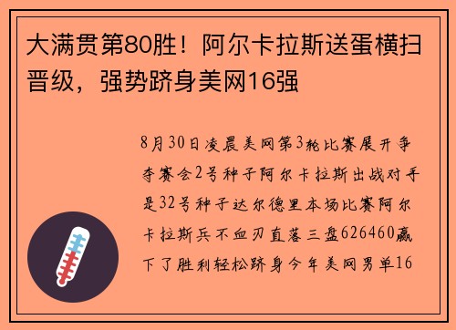 大满贯第80胜！阿尔卡拉斯送蛋横扫晋级，强势跻身美网16强